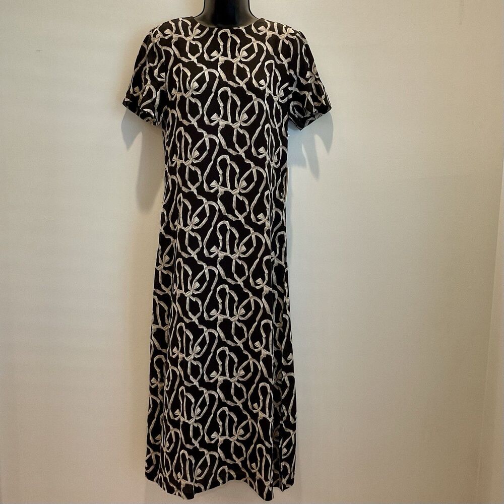 Tuckernuck Hyacinth House Bow Print Maxi Dress Black XS Rowan Style Boho NEW - Picture 2 of 11